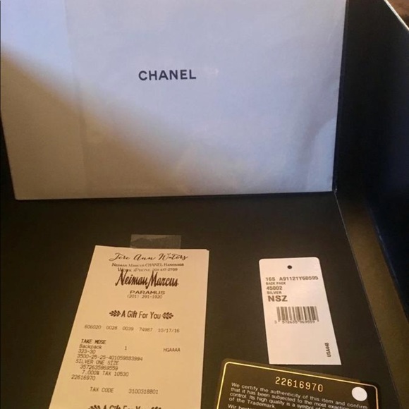 Authentic Silver Chevron Metallic Chanel Backpack - Picture 3 of 8